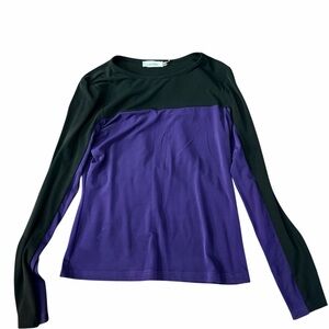 Calvin Klein Colorblock Long Sleeve Top – Black & Purple – Size S